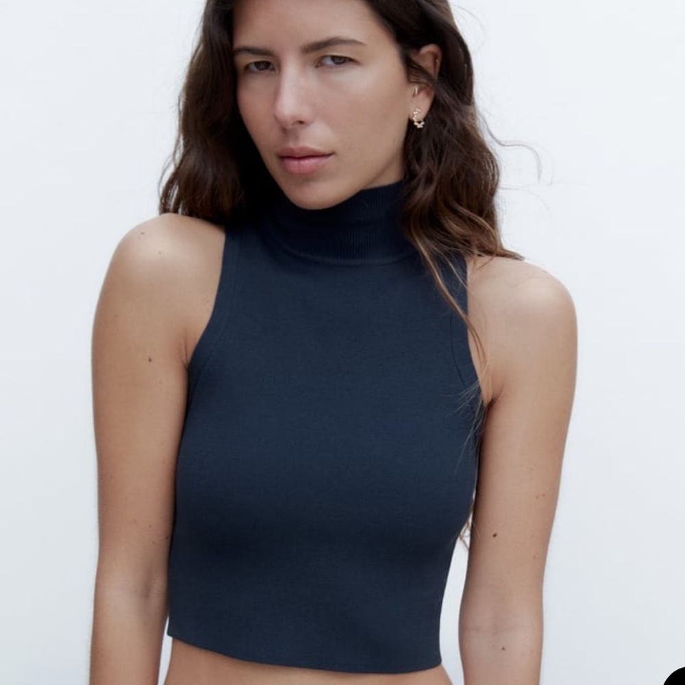 NWT ZARA BASIC MOCK NECK KNIT TOP